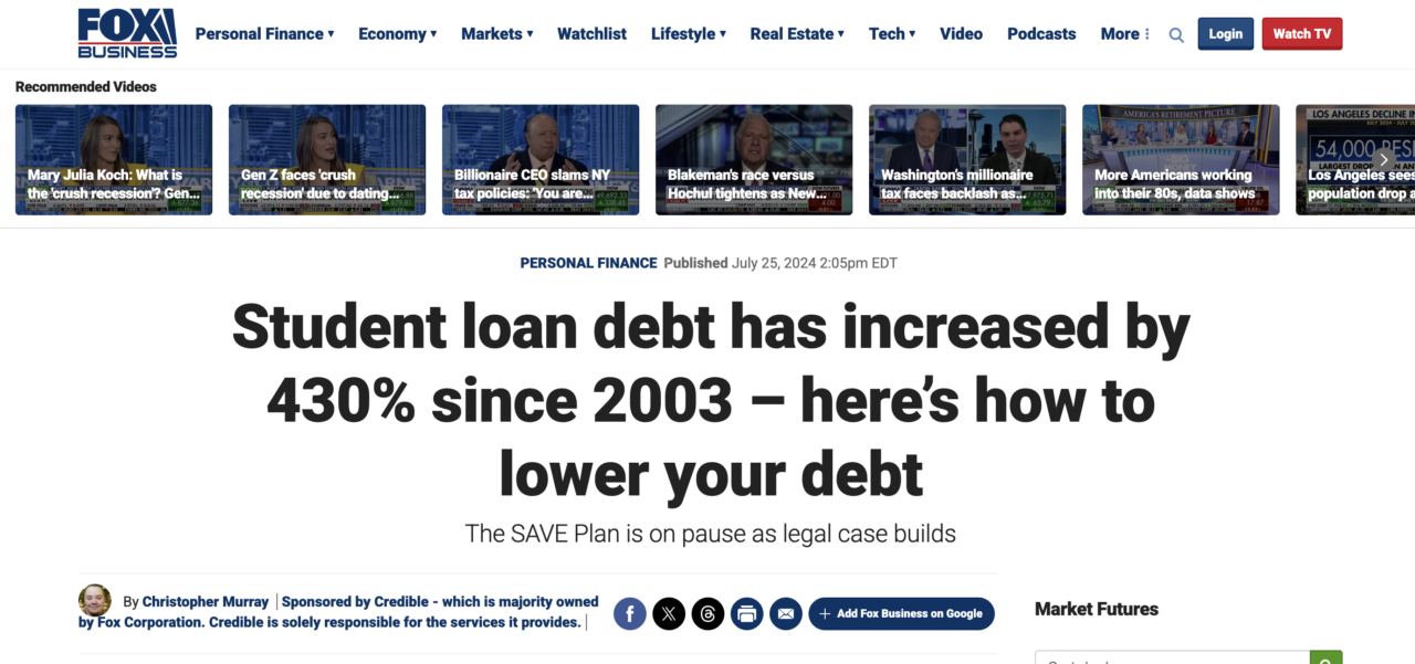 fox business digital PR placement